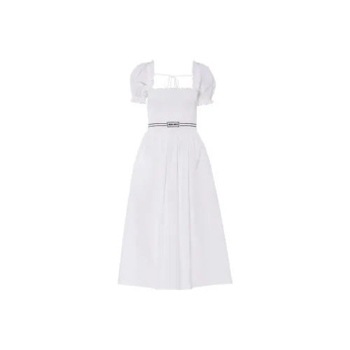 MIU MIU SS23 Short-Sleeved Raffiaes Women's White
