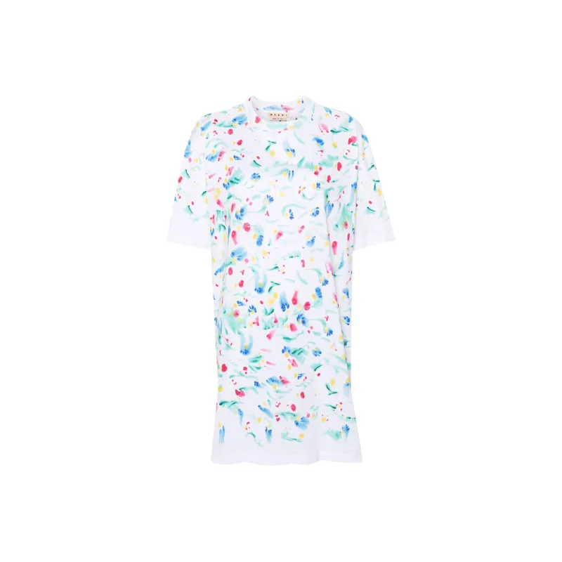 MARNI Abstract print Cotton T shirt Dress-0