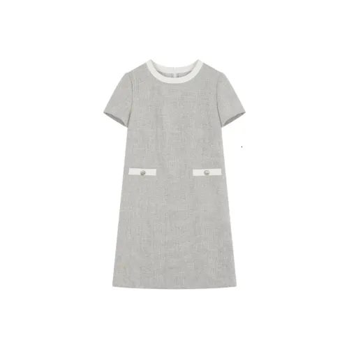 IHIMI Short Sleeved Dress Women's Gray Beige