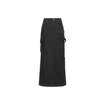 MEIYANG Denim Long Skirts Women's Black Gray Color