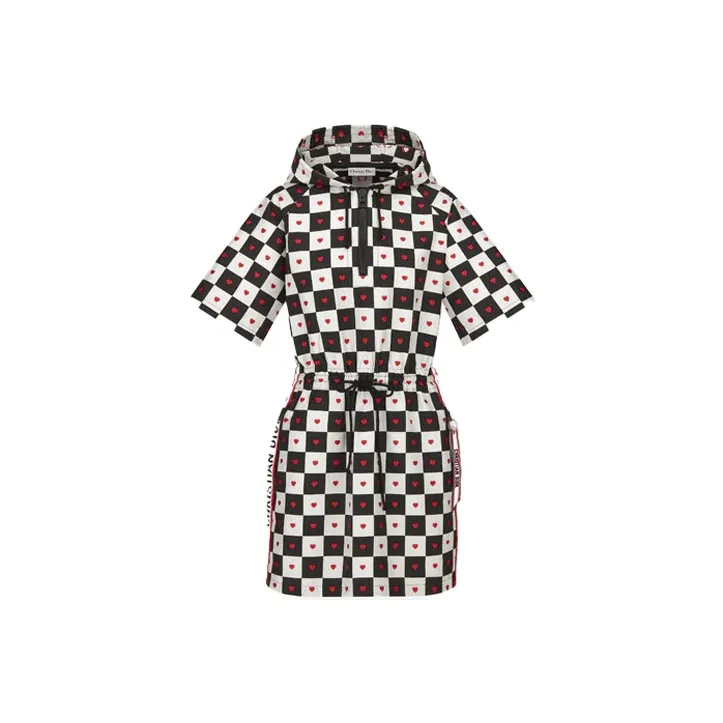 DIOR Short Sleeved Dresses Women's Black White Red-0