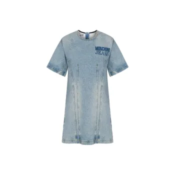 MOSCHINO Smart Codes Short Denim Dress
