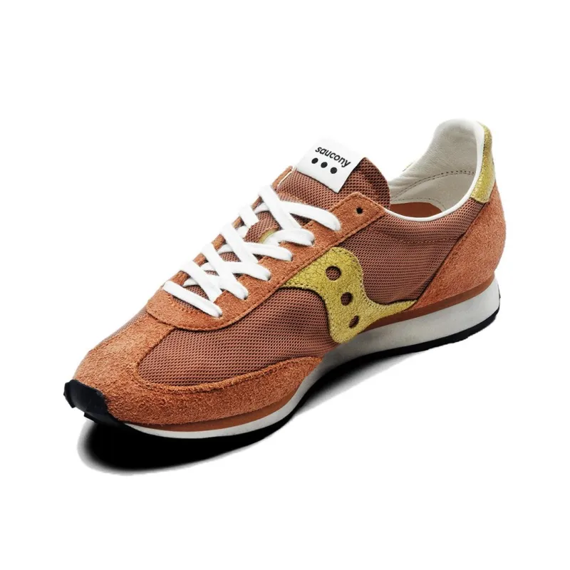 Saucony GRIPPER Slip Resistant And Breathable Low Top Casual Running Shoes Unisex Brown Yellow-1