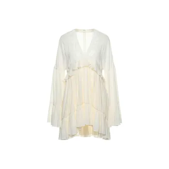 SAINT LAURENT SS21 Long Sleeved Dresses Women's White