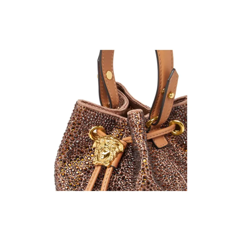FANSIZHE La Medusa Viscose Bucket Bag, Shoulder Bag, Crossbody Bag, Handbag Mini Women's Brown-3