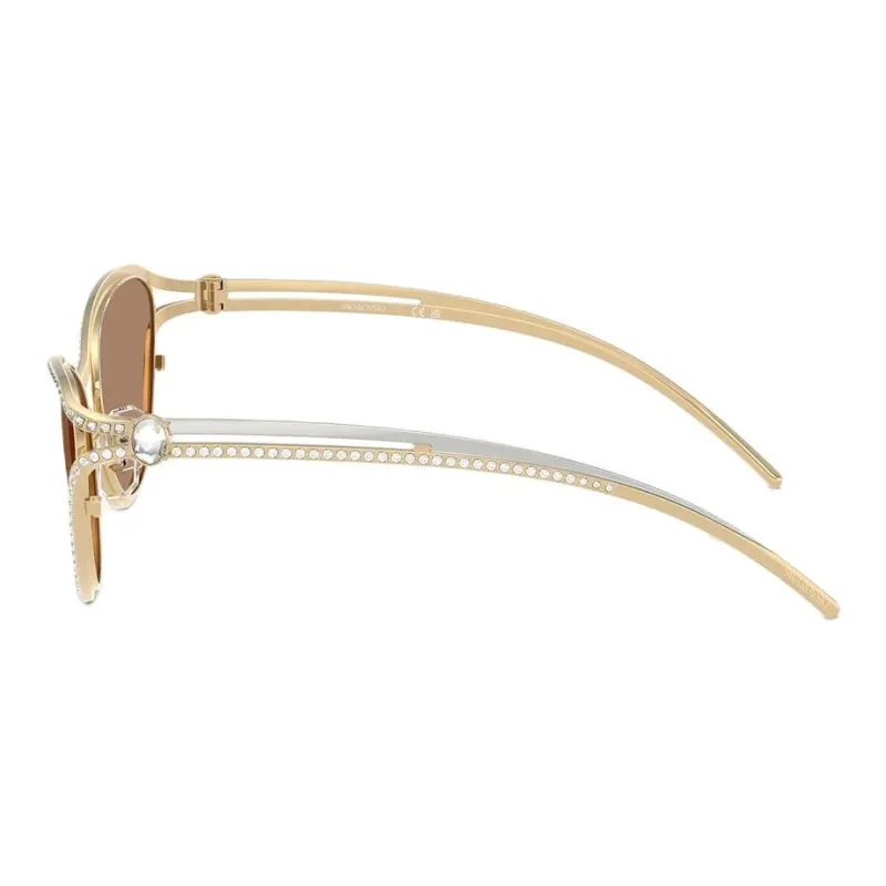 Swarovski Metal Crystal Cat Eye Sunglasses Women's Gold-2