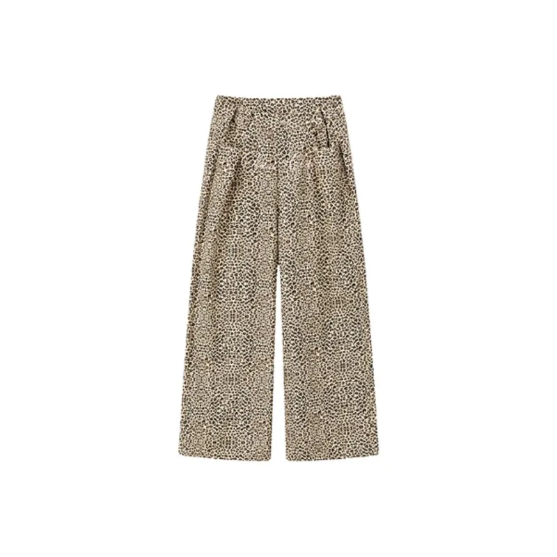 CHUU Casual Pants Women's Leopard Print Coffee-0