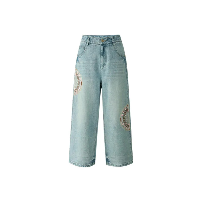 YALIDA Jeans Women's Mint Green Blue-0