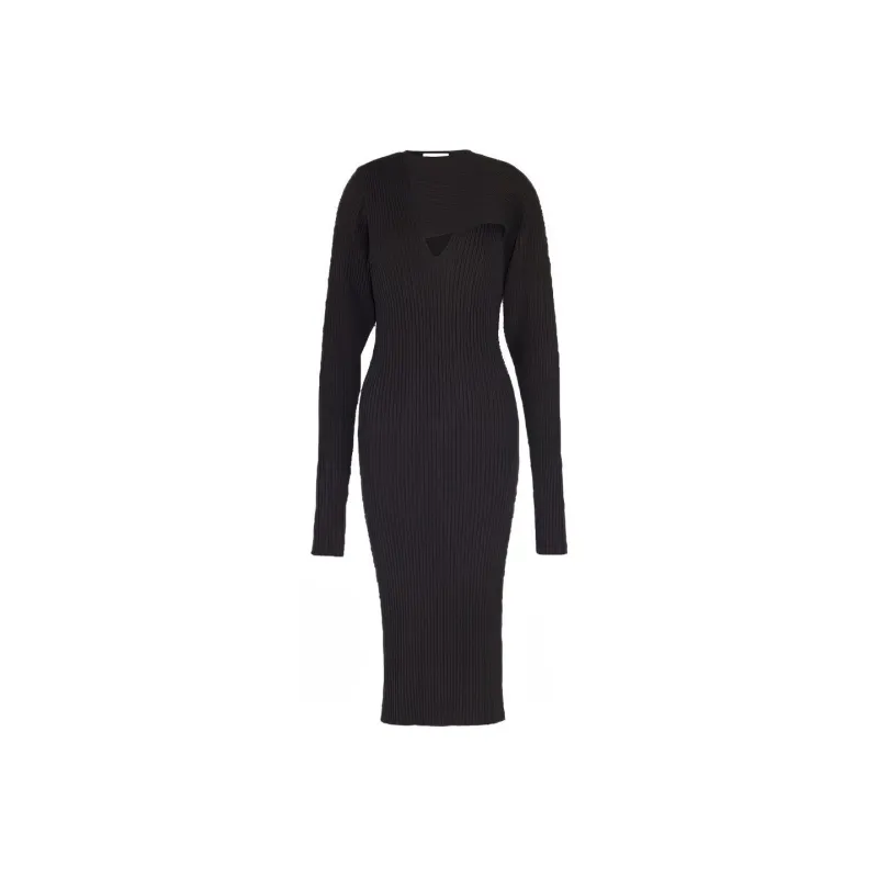 Bottega Veneta Long Sleeved Dresses Women's Black-0