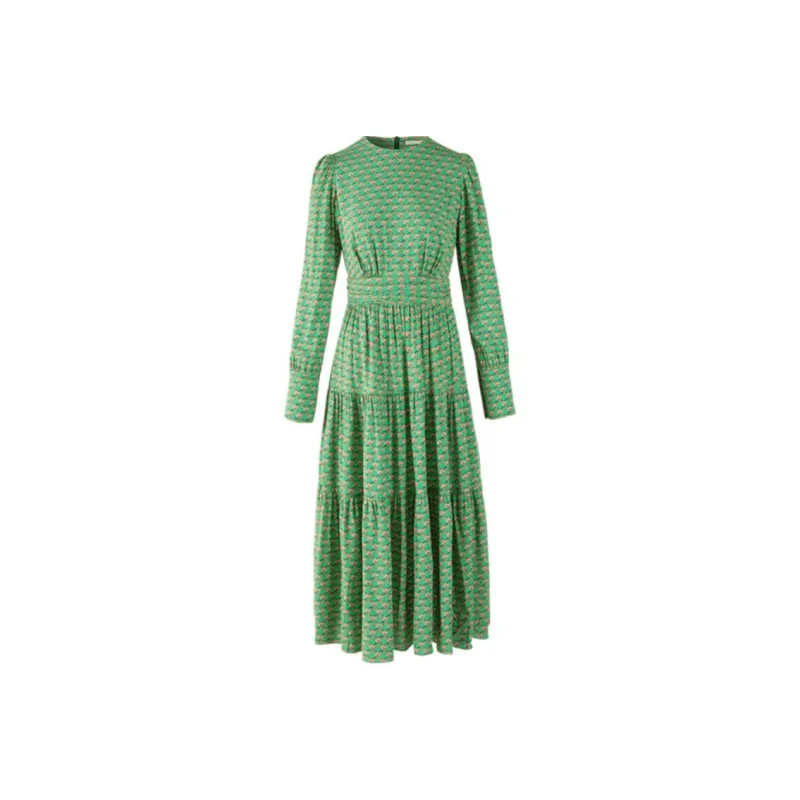 III VIVINIKO Long Sleeved Dress Women's Print Green-0