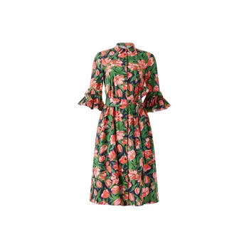 CarolinaHerrera Tulip print Silk Shirt Dress