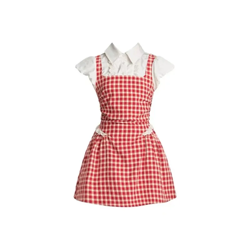 JOSR Short Sleeved Dresses Women's Plaid-0