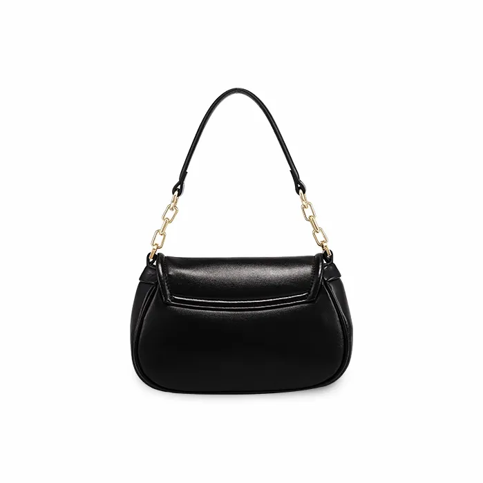 COOGI Synthetic Leather With Cow Leather Shoulder Bag Medium Size Women's Ecru/Black-8