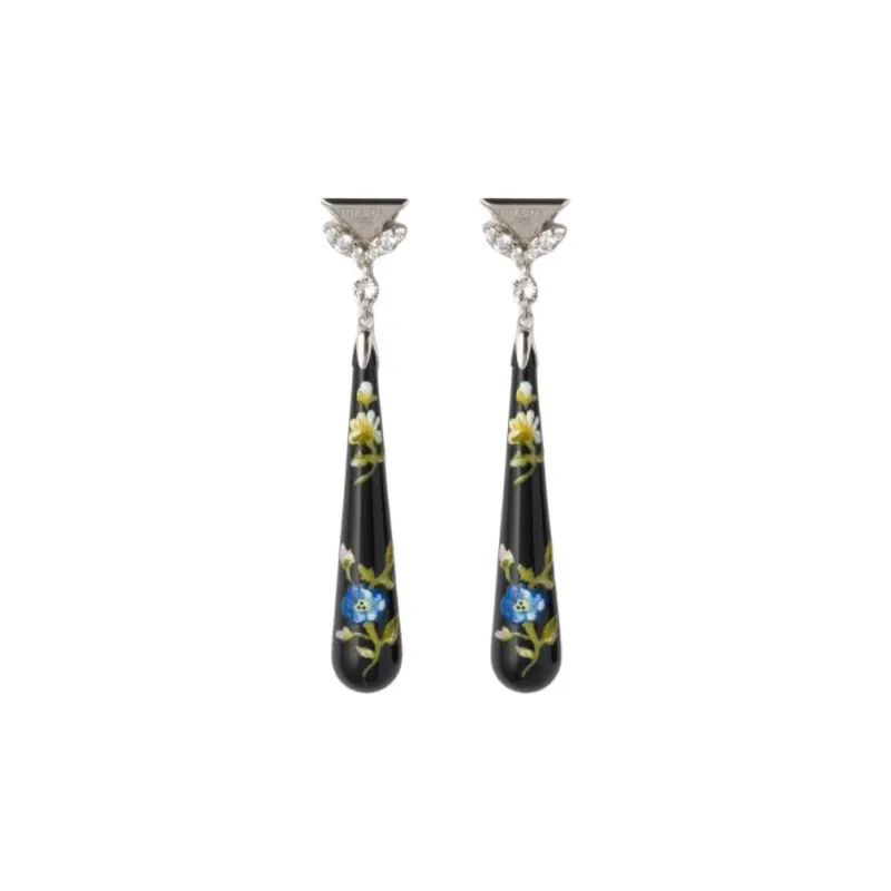 PRADA Crystal Earrings Unisex Black-0
