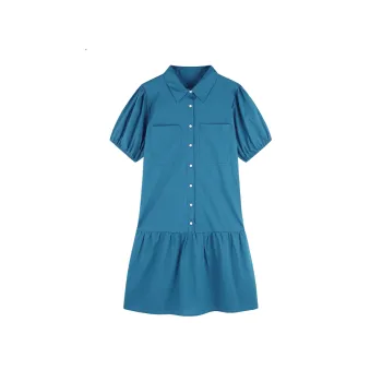 【dme】 Short-Sleeved Dresses Women's Peacock Blue