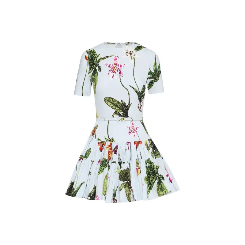 Oscar De La Renta Orchid Cotton Poplin Mini Dress-0
