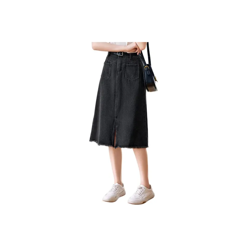 XWI Denim Long Skirt Women's Black Gray-0