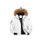 White Puffer Jacket with Brown Fur Collar