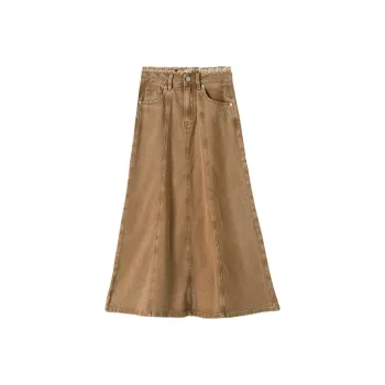 HIPPIEMISS Denim Long Skirts Women's Brown