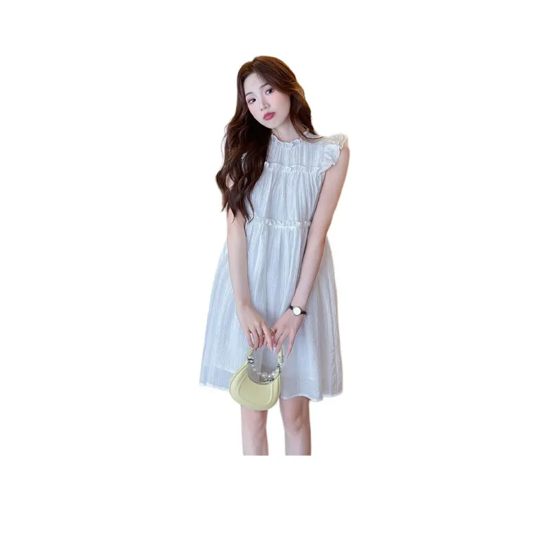 Tonlion Short Sleeved Dresses Women's Raw White-0