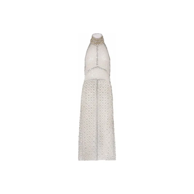 MIU MIU Halterneck Embroidered Organza Dress-0