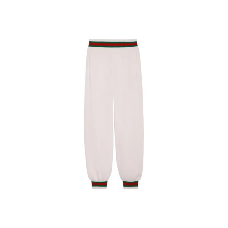 GUCCI SS24 Knitted Sports Pants Women's Ivory White-0