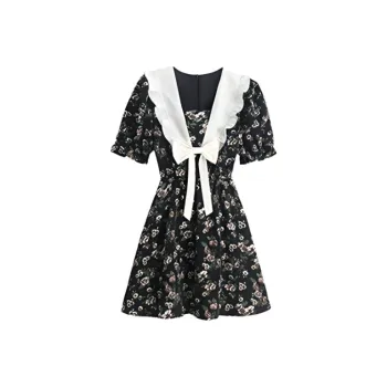 HUASJ Short Sleeved Dresses Women's Black