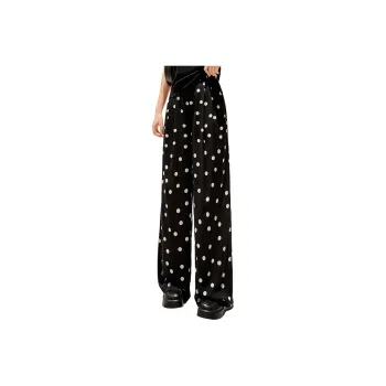 Cypress House Casual Pants Women's Black Polka Dot