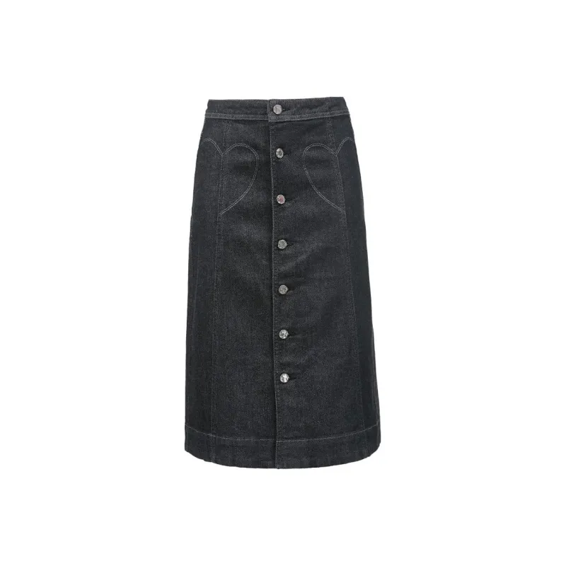 ONLY Denim Long Skirts Women's Black Denim-0