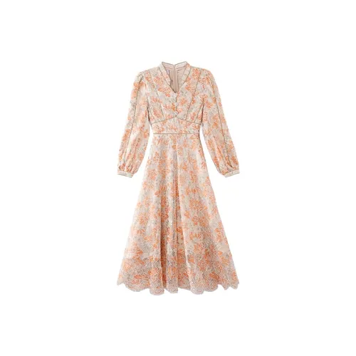 JINYE ORIENTAL Dress Women's Orange Green
