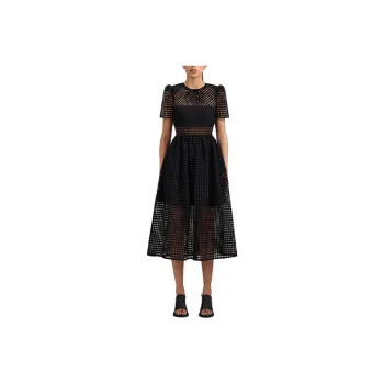 Self portrait Short Sleeved Dresses Women's Classic Black