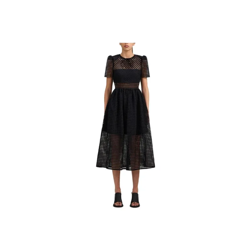 Self portrait Short Sleeved Dresses Women's Classic Black-0