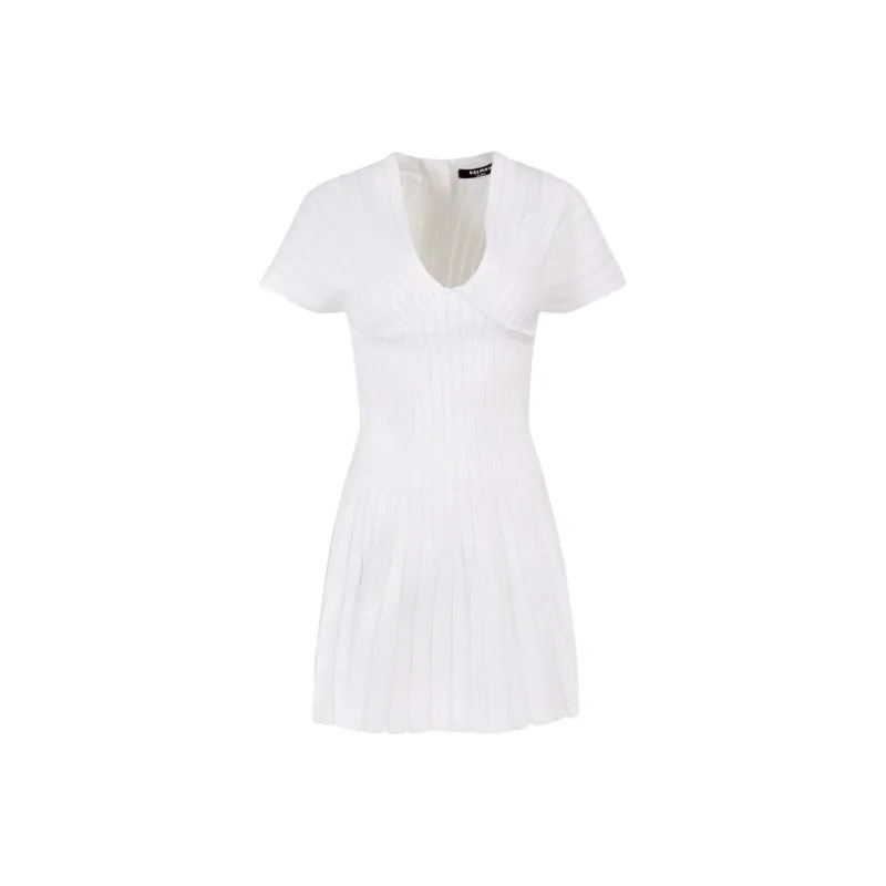 BALMAIN Pleated Mesh Mini Dress-0