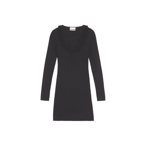 GANNI Long Sleeved Dresses Women's Black
