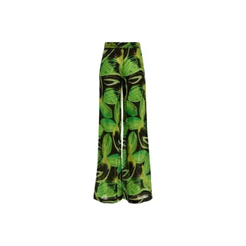 Louisa Ballou Leaves pattern Wide leg Trousers