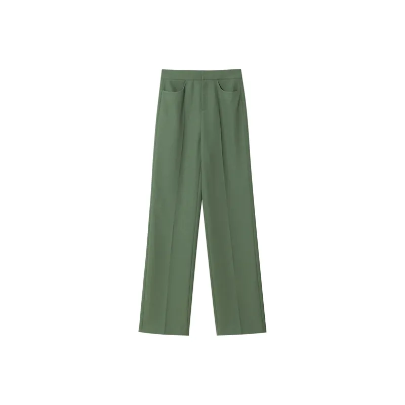 Roselingling Casual Pants Women's Gray Green-0