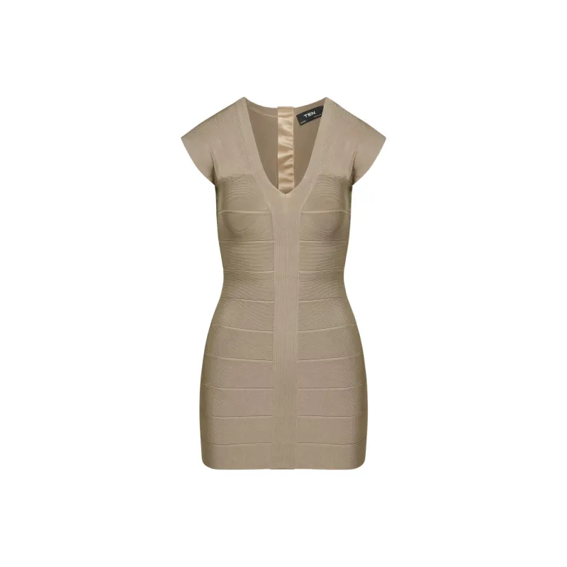 ARITZIA FW24 Ten Flicker Dress Short-Sleeved Dresses Women's Fluent Taupe/Taupe-0