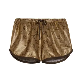 GUCCI Metallic Monogram Drawstring Shorts