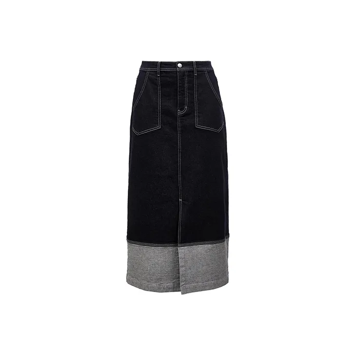 ONLY Denim Long Skirts Women's 1000 Washed Blue Denim 1000JEANS BLUE-0