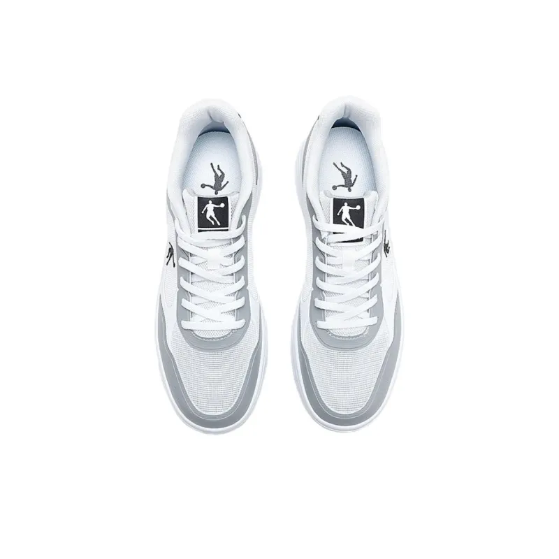 QIAODAN Dry Slip Resistant, Lightweight, And Breathable Low Top Skateboard Shoes Men's Jordan White Cloud Gray-3
