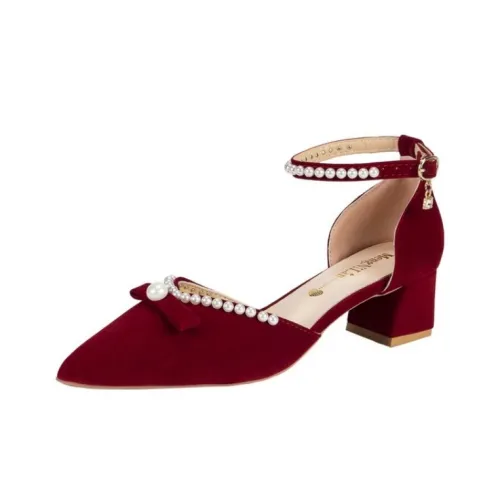 Zomila Chunky Heel High Heels Women's Burgundy