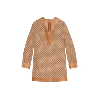GUCCI SS21 Long Sleeved Dress Women's Beige