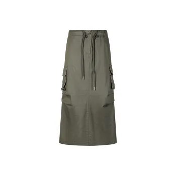 Wen Shan Denim Long Skirts Women's Army Green