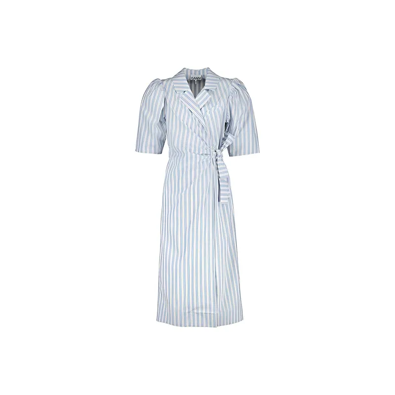 GANNI Short Sleeved Dress Women's Blue-0