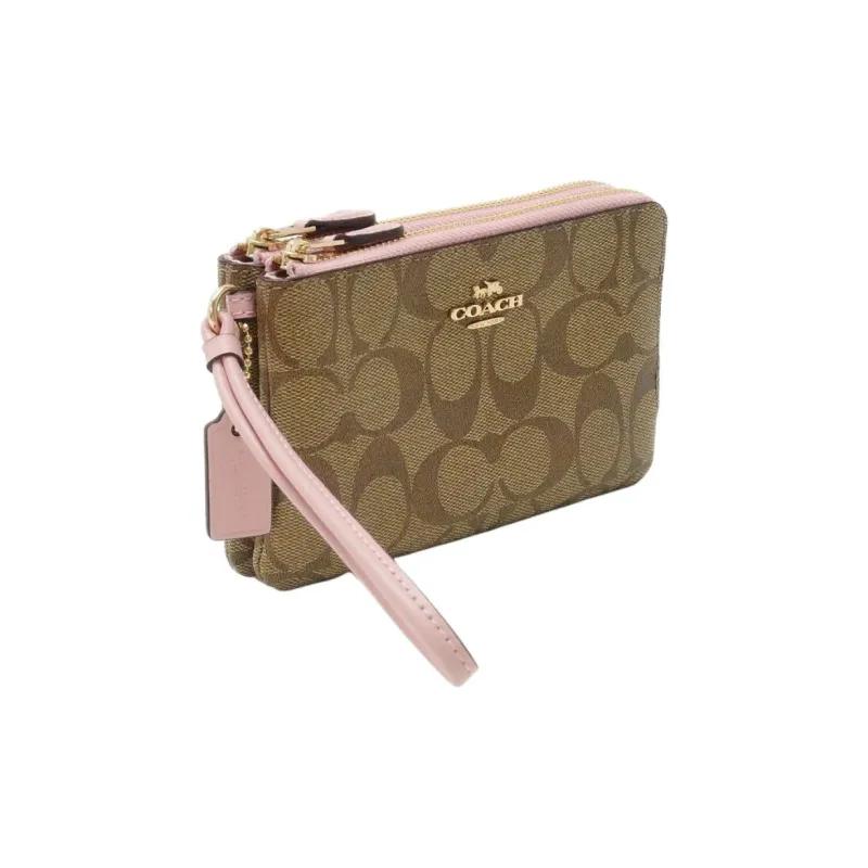 COACH PVC Clutch Mini Women's Khaki & Pink-1