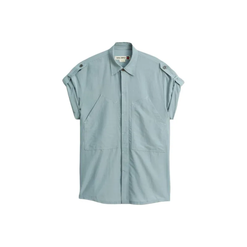 ZARA Shirts Men Light Blue-0
