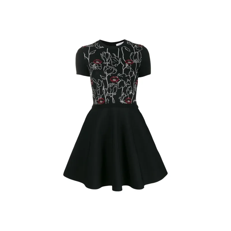 Valentino Short Sleeved Dresses Women's Black-0