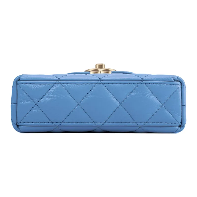 CHANEL Cow Leather Handbag, Crossbody, One Shoulder Bag Extra Mini Women's Blue-6