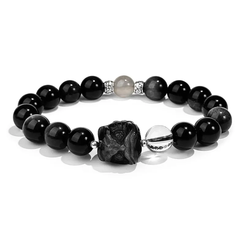 PUTUOSHANWENCHUANG Obsidian Bracelets Unisex-0