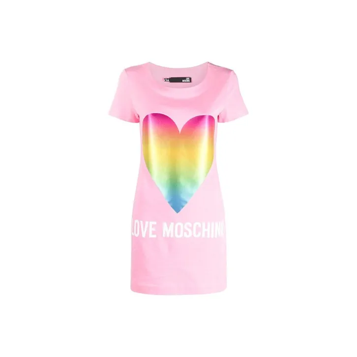 LOVE MOSCHINO Short Sleeved Dresses Women's Pink-0